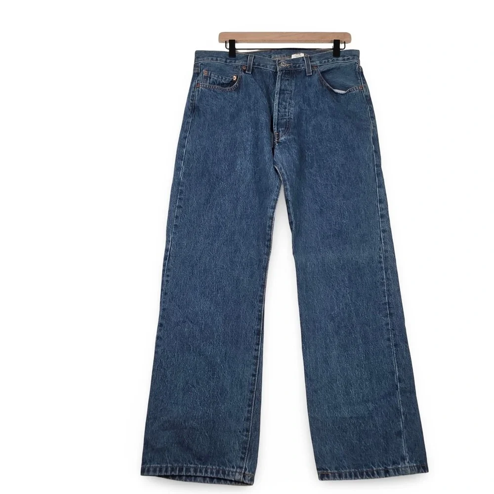 Levis‎ 501 Jeans Mens 36x30 Medium Blue Button Fly 501XX Straight Leg Denim Y2K